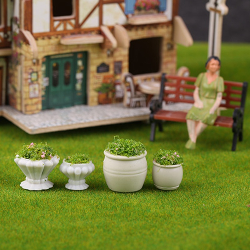 Bộ 4 Mô Hình Chậu Cây Dùng Trang Trí Sân Vườn