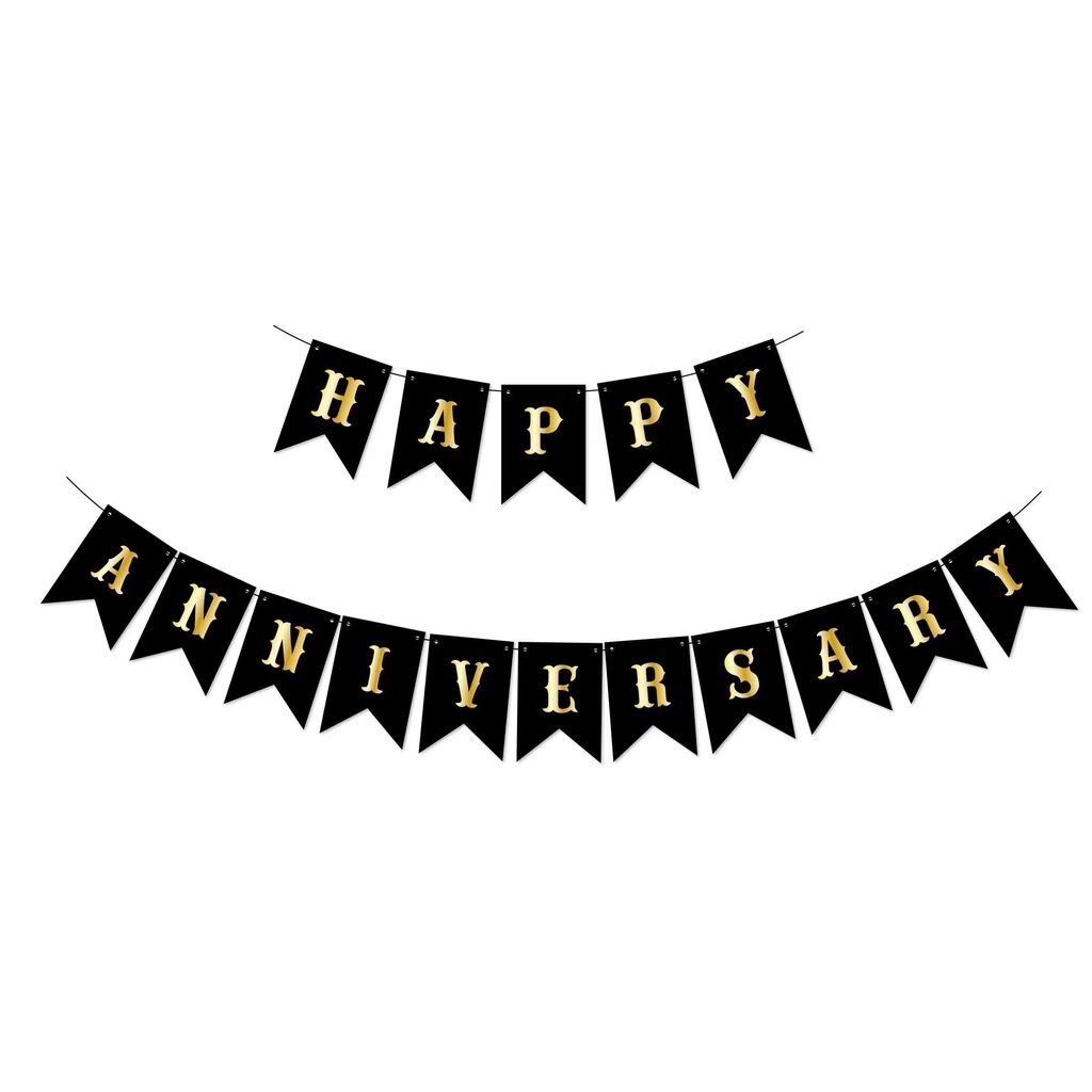 Dây Cờ Treo Trang Trí Tiệc Sinh Nhật In Chữ Happy Anniversary