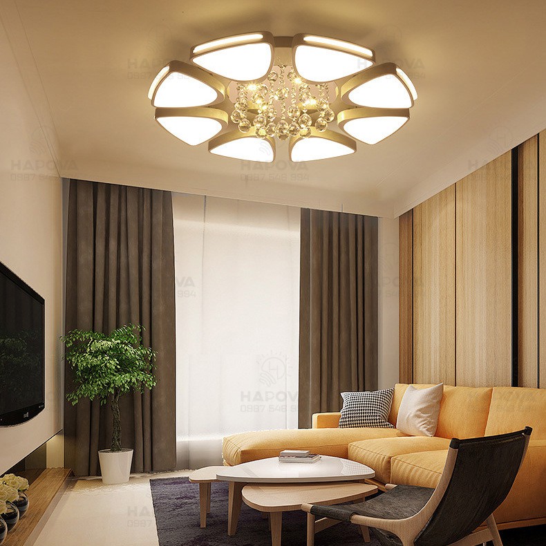 Đèn ốp trần phòng khách bằng pha lê HAPOVA SAPER 0908