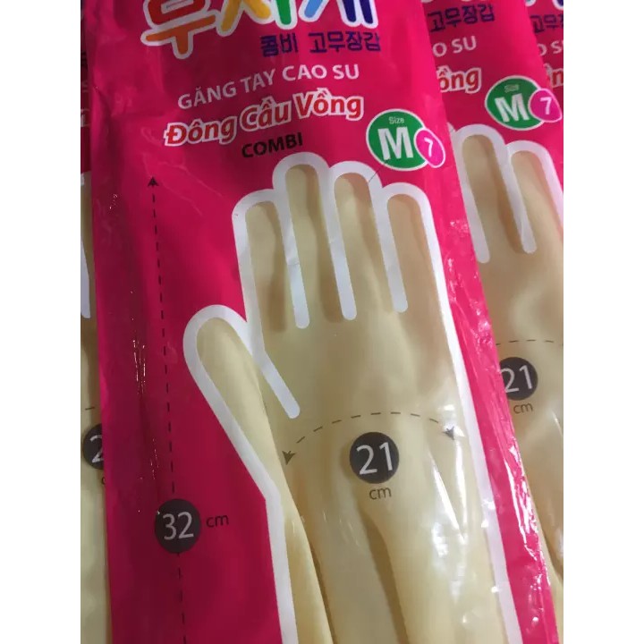 Combo 10 đôi găng tay cao su Đông Cầu Vồng dài 32cm size S - M-L, găng tay rửa chén rửa bát, bao tay cao su rửa chén