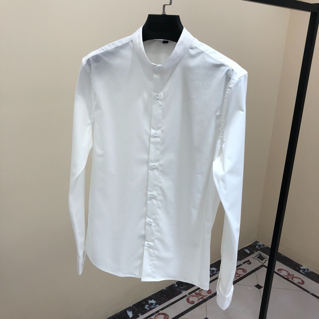 Áo sơ mi nam dài tay CỔ TÀU cao cấp : Chất liệu lụa mềm mịn, không nhăn, thoáng mát, thấm hút mồ hôi(SMT) | BigBuy360 - bigbuy360.vn