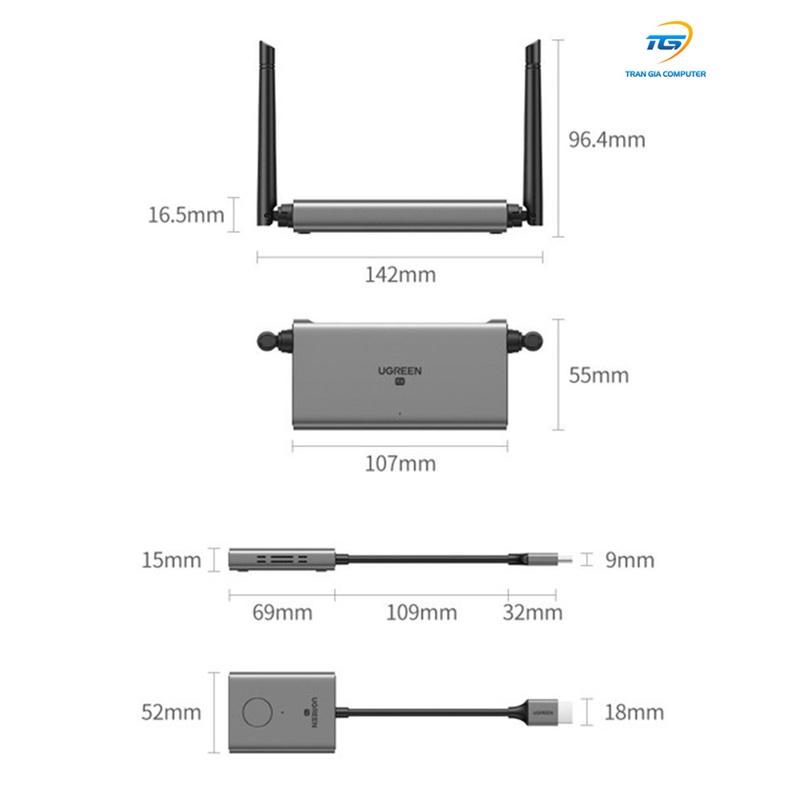 Thiết bị truyền nhận HDMI & VGA không dây 50M Ugreen 50633