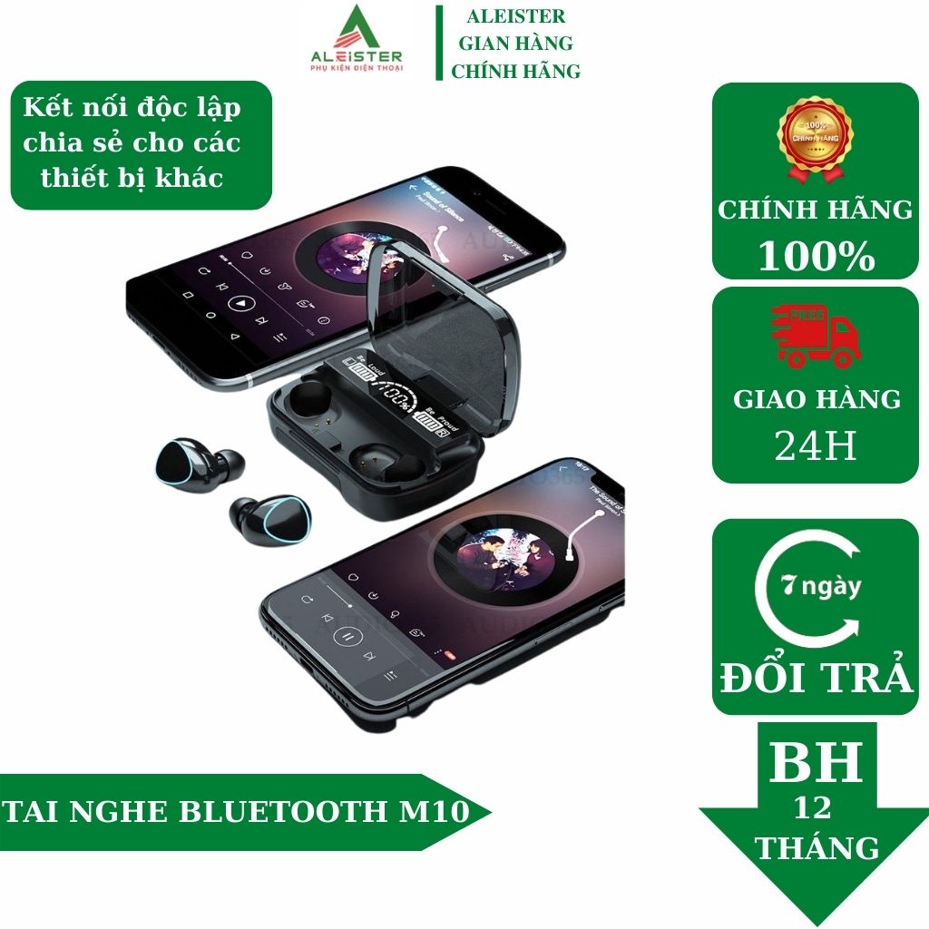 Tai Nghe Bluetooth Aleister M10 Pro Phiên Bản Nâng Cấp Pin Trâu, Nút Cảm Ứng Tự Động Kết Nối