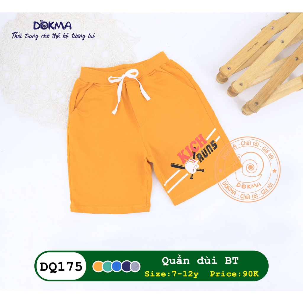 (7,9,10,11,12 tuổi) Quần đùi bé trai Dokma - 100% cotton da cá siêu mềm mát (DQ175)