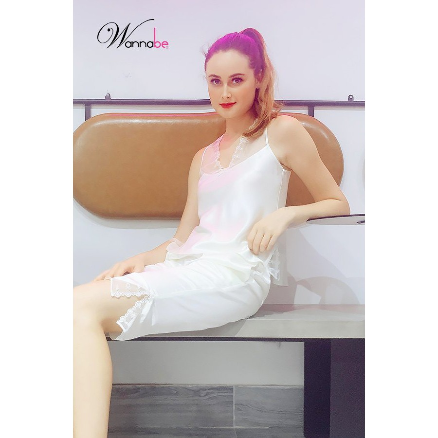 Đồ bộ mặc nhà phi lụa wannabe, bộ lửng bls04