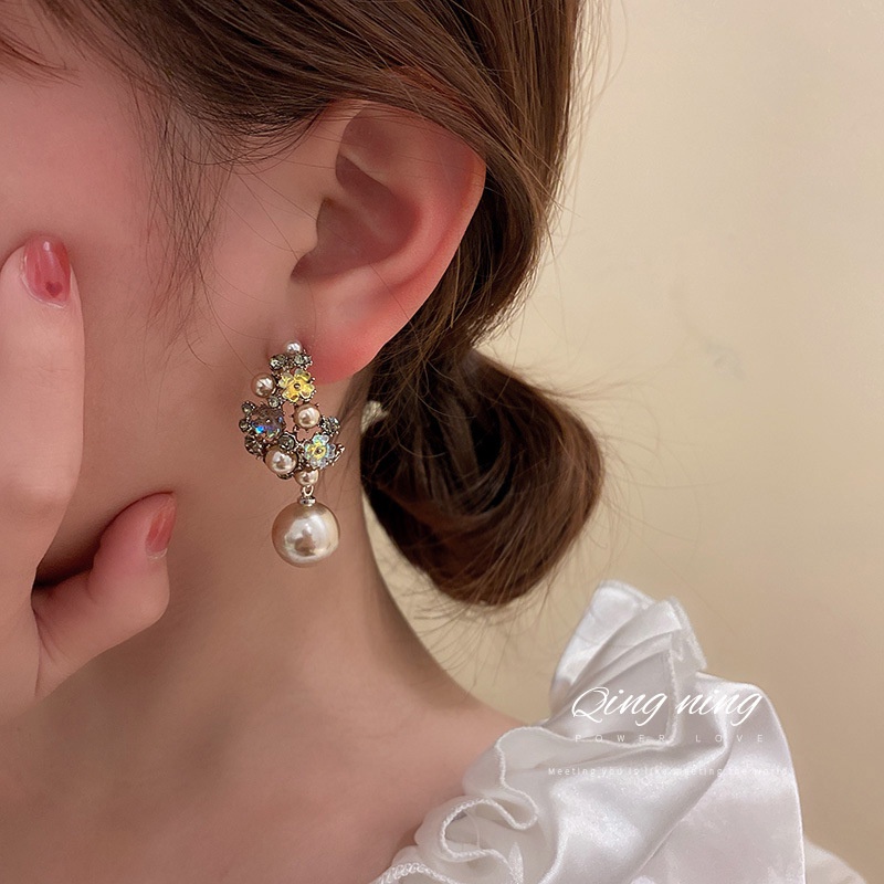 Bông Tai Mạ Bạc 925 Đính Đá Và Ngọc Trai Nhân Tạo Phong Cách Độc Đáo 2022