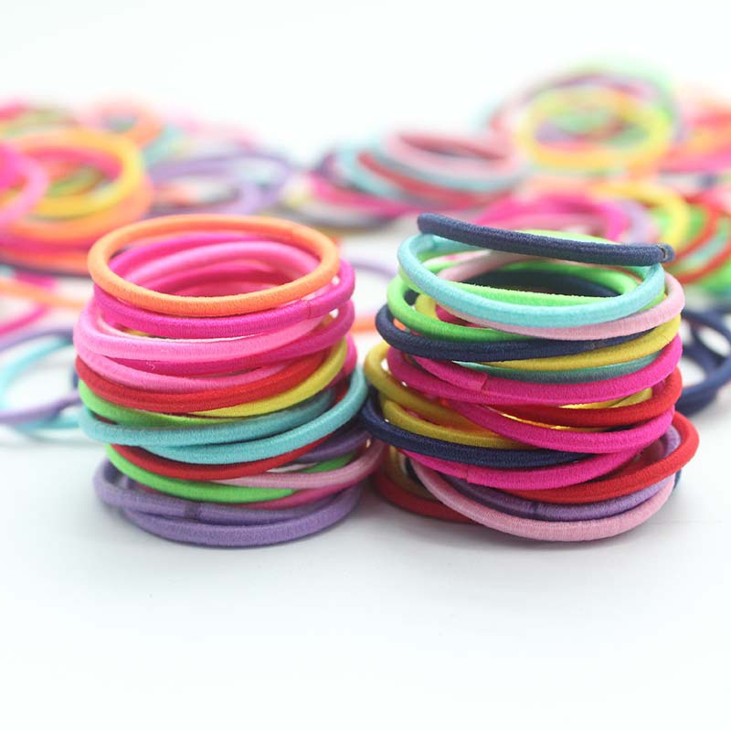 Set 100 Dây Thun Cột Tóc Nhiều Màu Tiện Dụng Cho Bé Gái