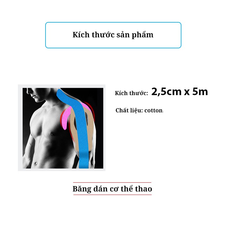Băng nhiệt dán cơ thể thao kinesiology KT5 (Hộp 2 cuộn)