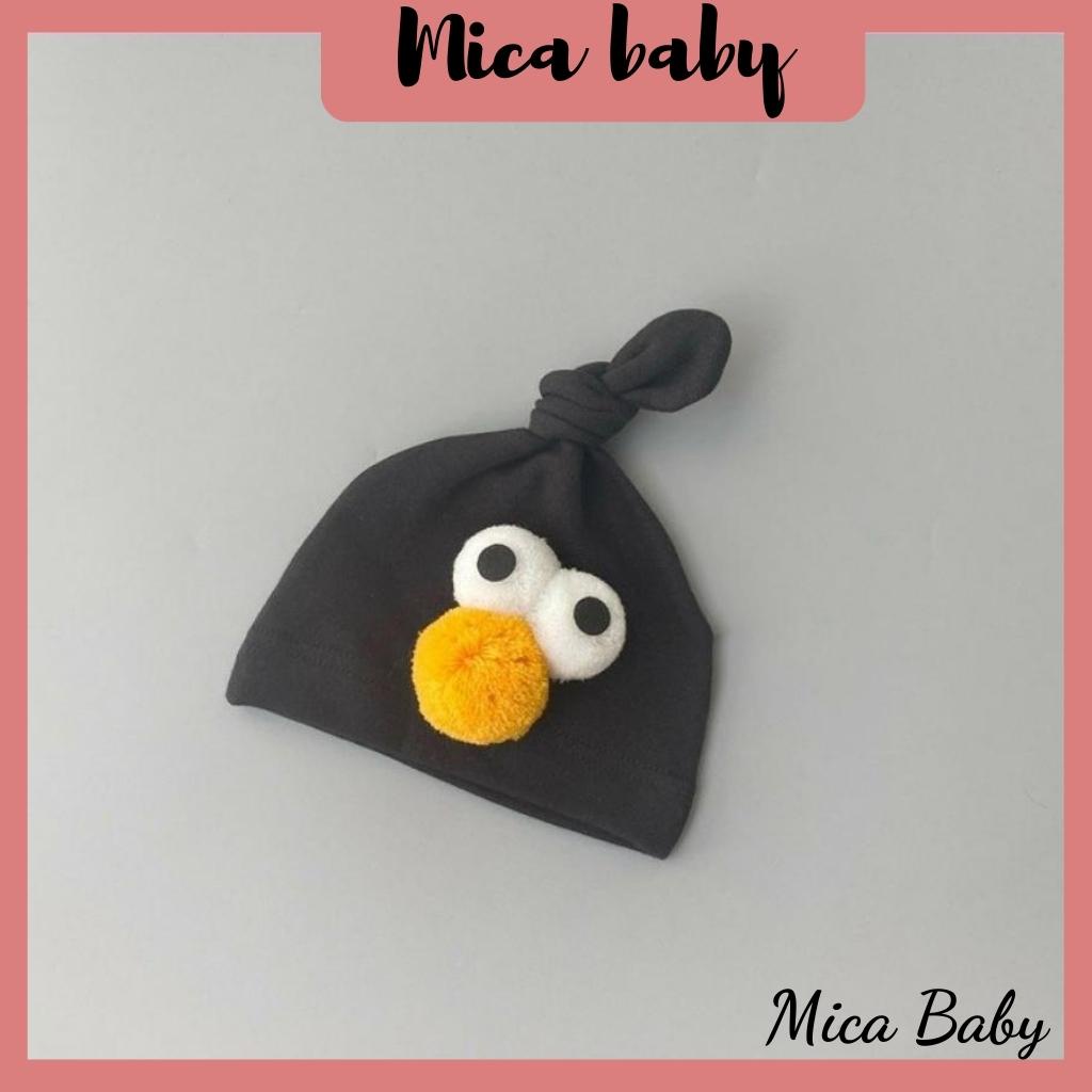 Mũ cotton trùm đầu họa tiết mắt chim đáng yêu cho bé từ 0-12 tháng Mica baby