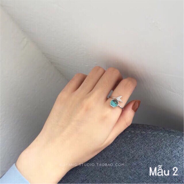 Nhẫn freesize (2. vừa tay size nhỏ 16-17mm ), nhẫn kiểu bạc ý 30% hình sao xanh, lá, sao cực xinh