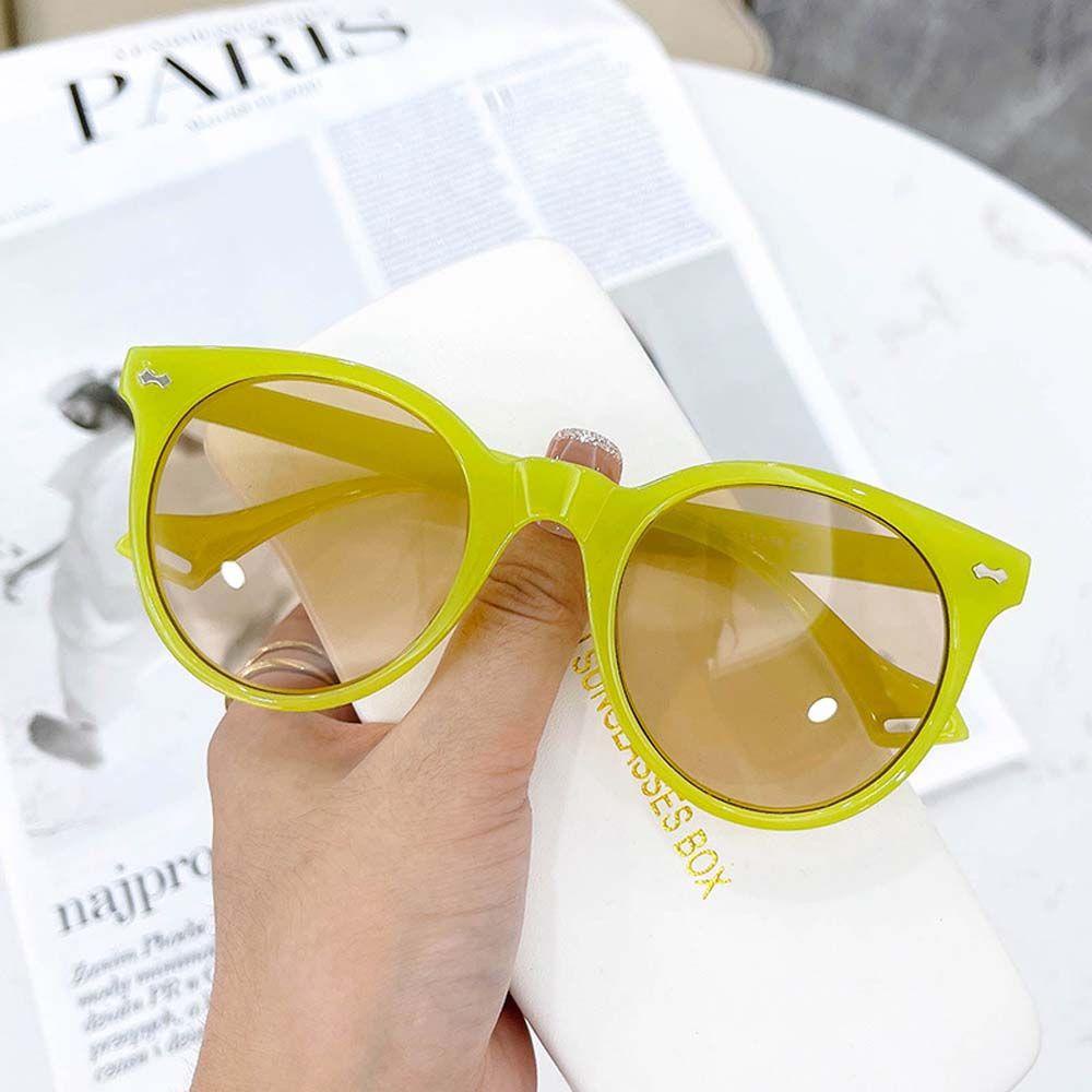 Kính Mát Tròn Chống Tia UV400 Màu Cam Phong Cách Hàn Quốc