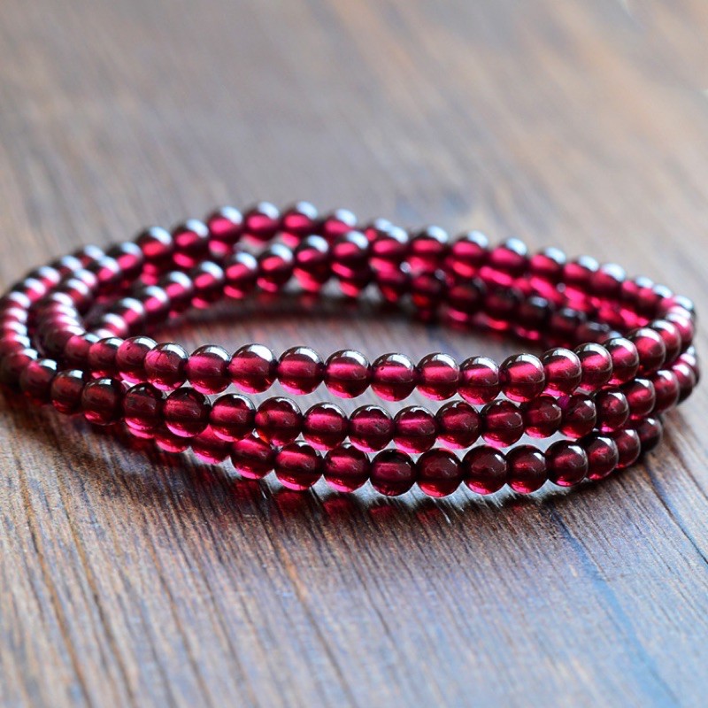 Vòng tay garnet hồng lựu quấn 3 siêu trong 5A [ hàng đẹp ]
