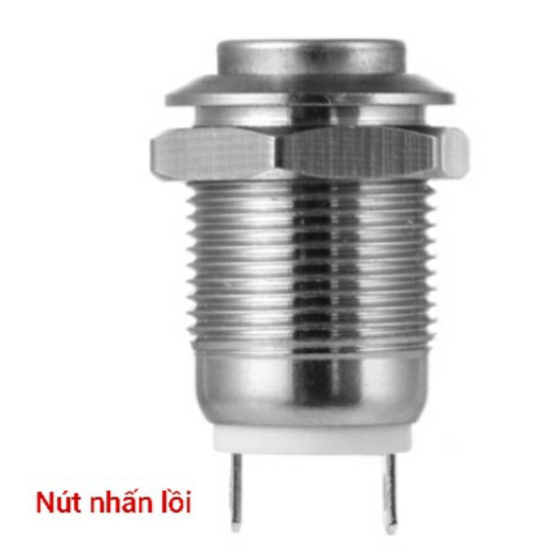 Nút nhấn tự nhả phi 12mm kim loại 12V