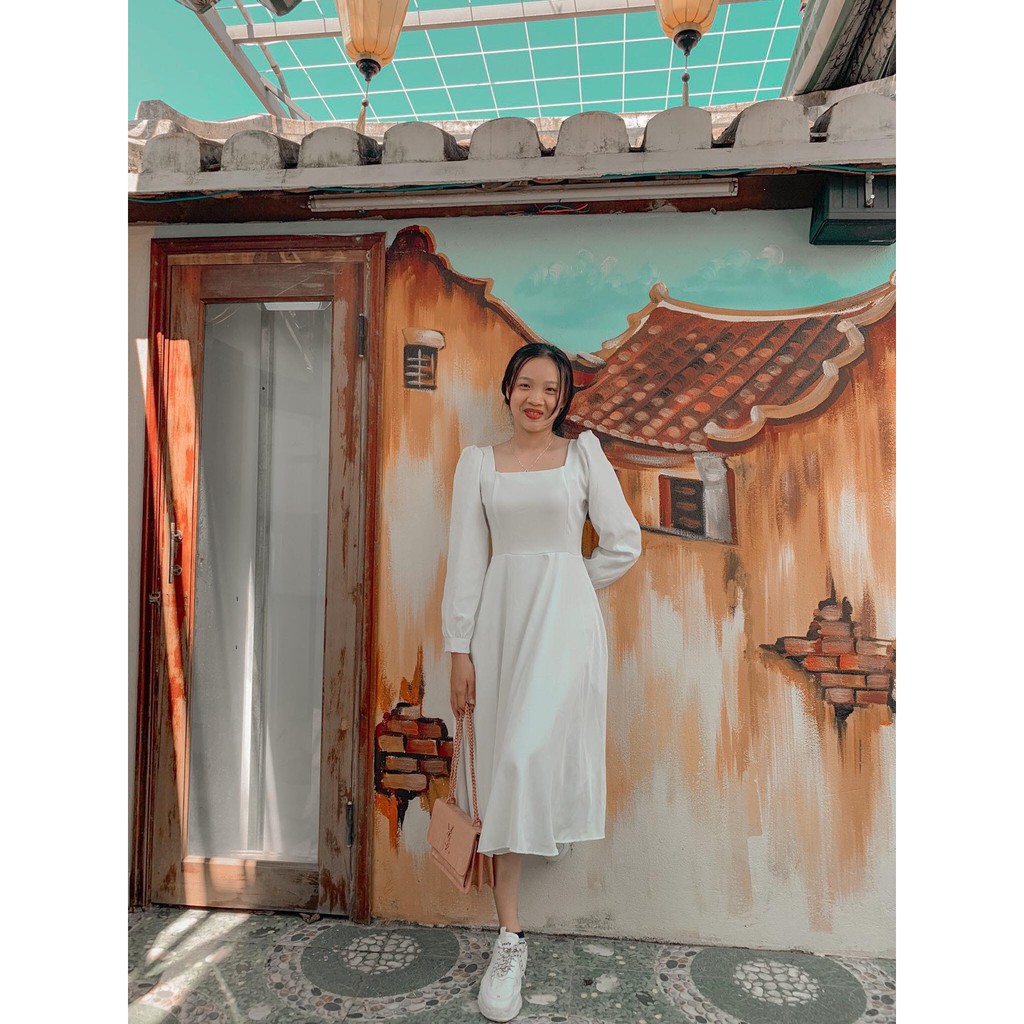 [Mã FATHANG5 giảm 10K đơn 50K] [ẢNH THẬT] - Váy ulzzang tiểu thư tay dài vintage phong cách retro- M12 - jannahouse