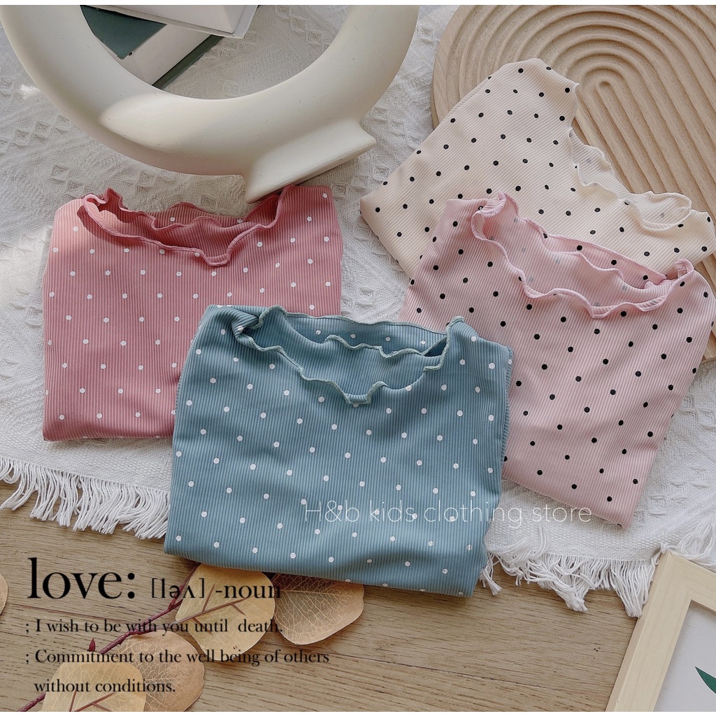 Bộ dài tay bé gái chấm bi, bộ thu đông bé gái mềm đẹp dễ thương 8 -20kg BBG05