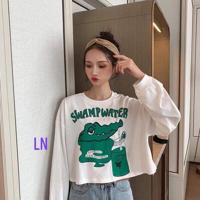 Áo croptop cá sấu tay dài LN12