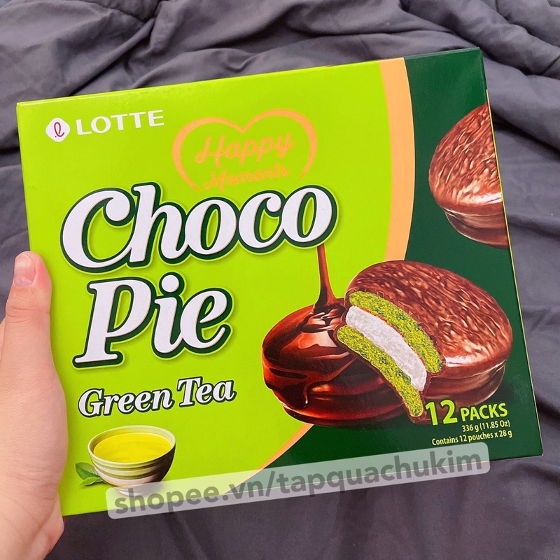 Bánh chocopie MATCHA LOTTE hộp 12 CÁI  - tạp quá chú Kim