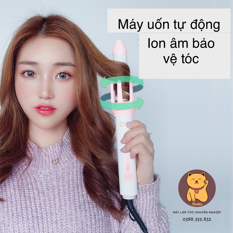 Máy uốn xoăn tự động chất liệu gốm sứ ion âm bảo vệ tóc có chỉnh nhiệt