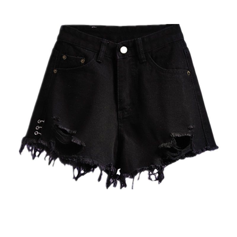 Quần Short Jean Nữ Dáng Chữ A Lưng Cao Phối Rách Thời Trang Mùa Hè 2022 Quần Đùi Bigsize Nữ