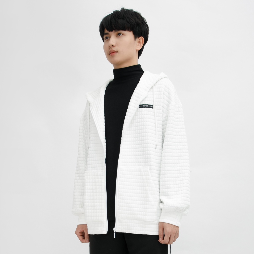 Áo Khoác Hoodie Zip Nỉ Xốp Cao Cấp Dài Tay Nam MANDO 2 Màu Be Trắng Basic Unisex Form Rộng Thời Trang Hàn Quốc NDN096