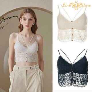 Áo Lót Bra Ren Hoa Khuy Ngực Sexy - Áo bra phong cách điệu đà cho phái đẹp FreeSize dưới 60kg