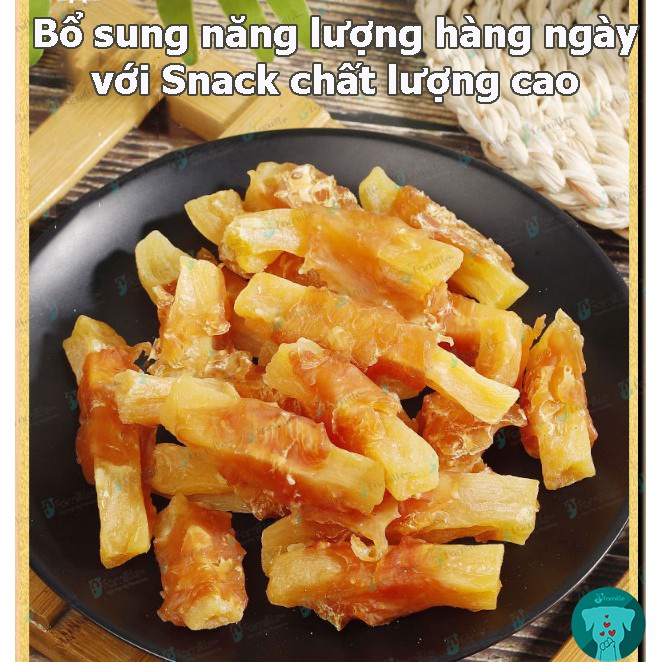 [DẺO-NGON]Bánh Thưởng Cho Thú Cưng JFamille, Gà Cuộn Khoai Lang Sấy Dẻo, Snack Thơm Ngon. Gói 100Gr - JF92
