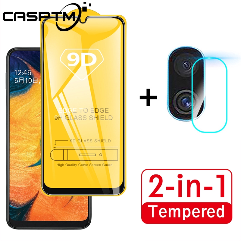 Lớp kính cường lực bảo vệ ống kính máy ảnh 9D 2 trong 1 cho Samsung Galaxy A10/A20/A30/A50/A70