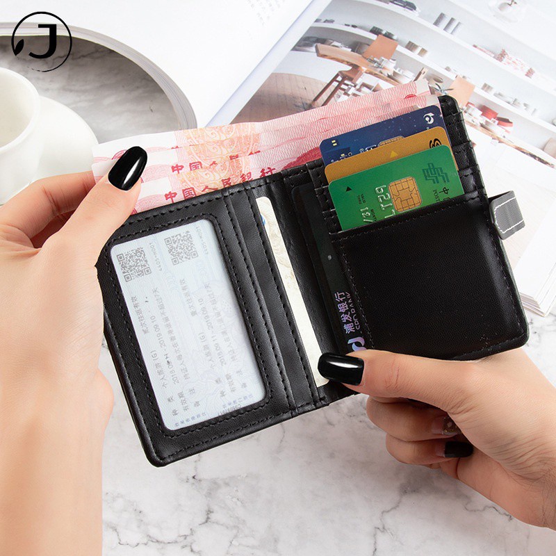 KAITIFEI Ví Nữ Ngắn Cầm Tay Mini Đẹp Da PU Cao Cấp Có Khóa Kéo