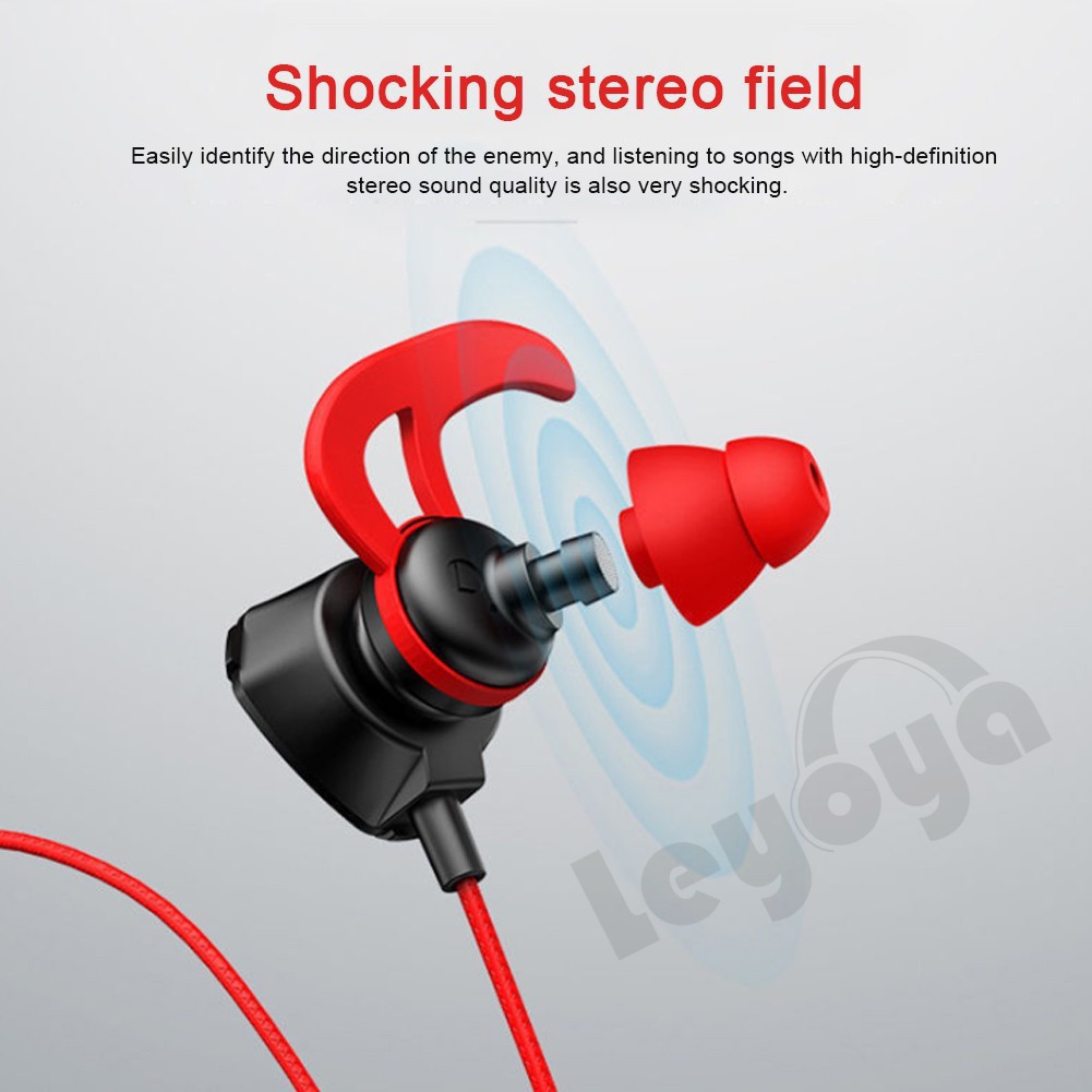 Tai nghe gaming có mic cho điện thoại Leyoya G60 tai nghe chơi game PUBG mobile / FF / ROS / Tốc chiến mic rời 360° earphone BASS hifi thoại / PC tai nghe nhét tai