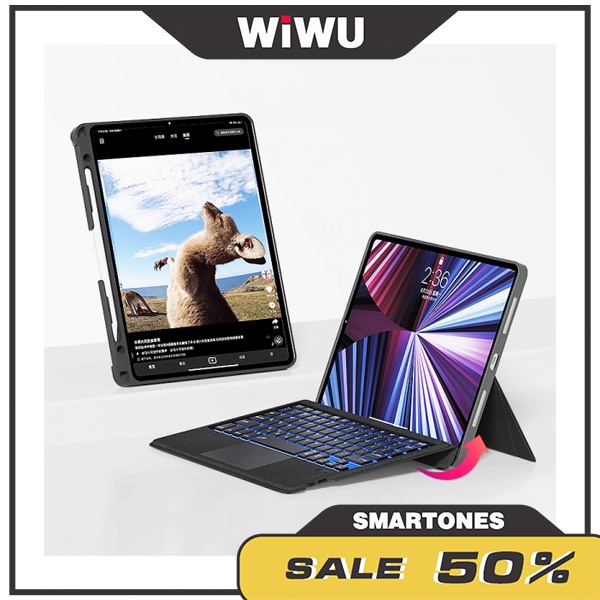 Bàn phím không dây Wiwu cho iPad Gen9 10.2 iPad Air 10.9 , iPad Pro 11&12.9   kèm trackpad và led phím 7 màu