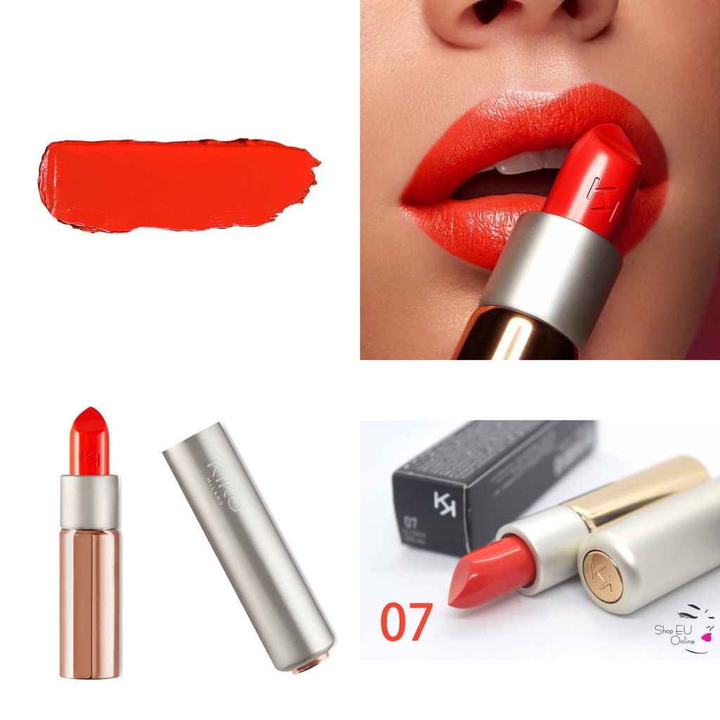 Son môi lì siêu mềm mượt dưỡng môi Kiko Glossy chiết xuất hoa lan và hyaluronic Acid chống nhăn, cấp nước dưỡng môi