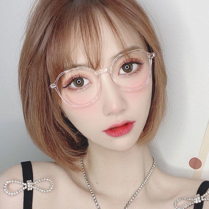 Kính Mát Gọng Nhựa Tròng Trong Suốt Chống Ánh Sáng Xanh Thời Trang Cho Nữ