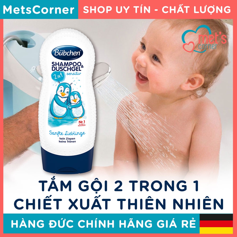 Sữa Tắm Gội 2 trong 1 Bubchen Kids Shampoo Duschgel 230 ml - Chim cánh cụt