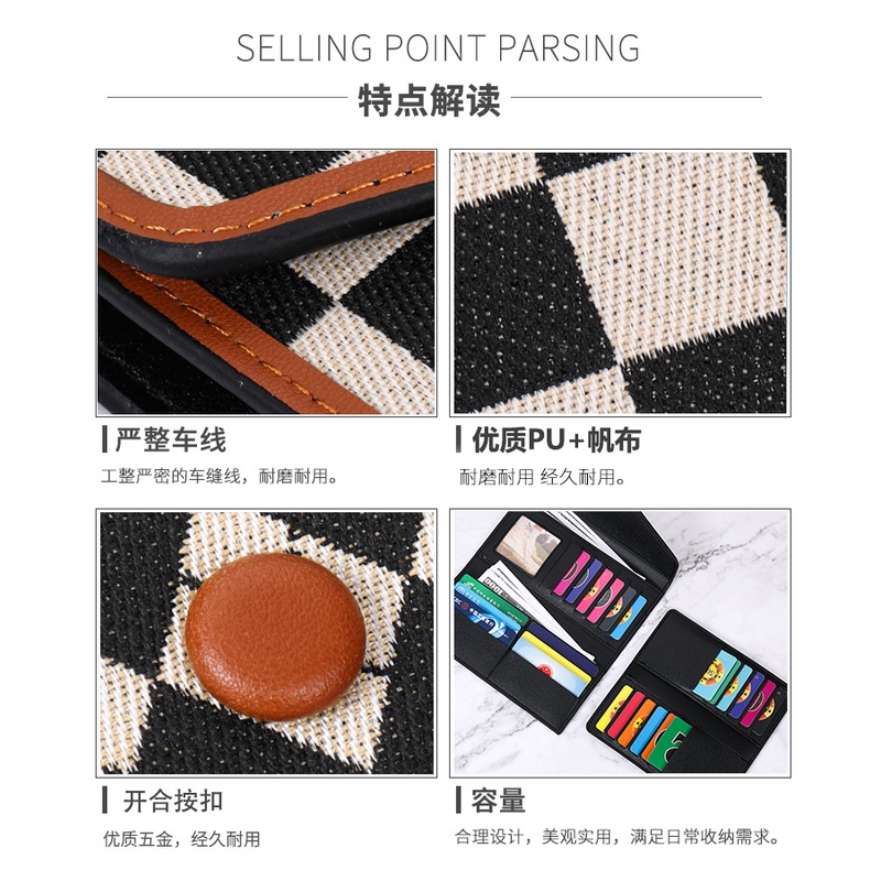 Ví Nữ Dáng Dài Vải Canvas Thiết Kế Nhiều Ngăn Tiện Dụng Phong Cách Retro