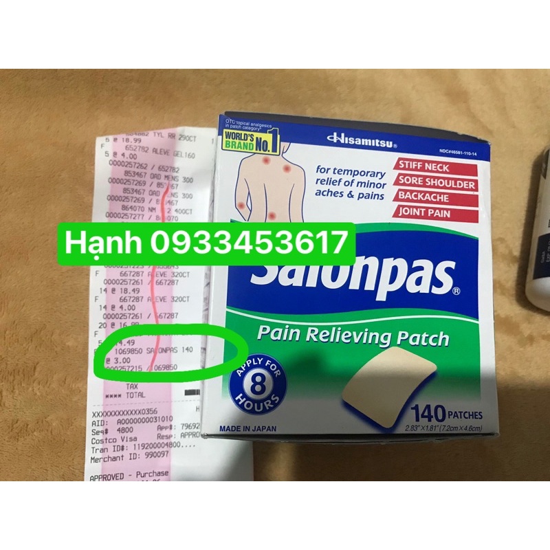 (hàng Mỹ) Salonpas tách lẻ 40 miếng có bill