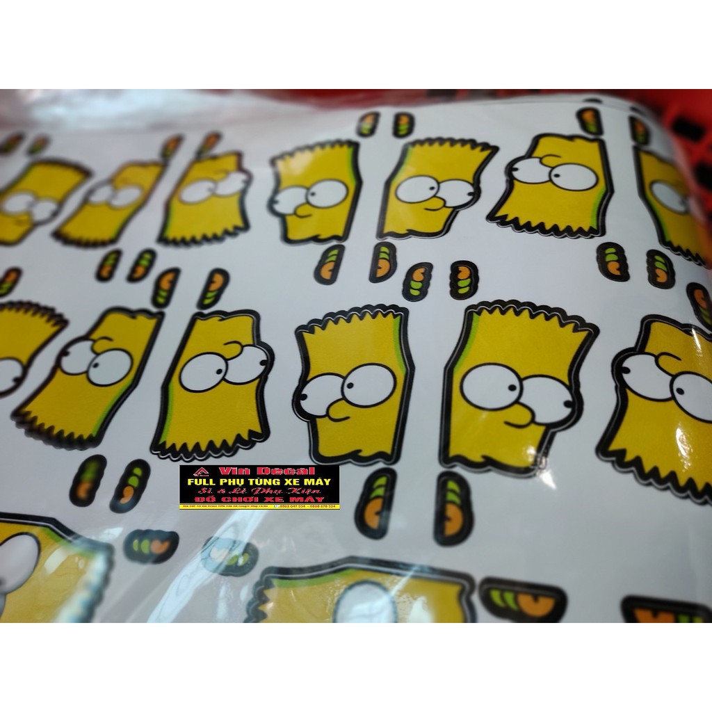 Tem Cậu Bé Vàng Simpson dán xe Tem Simpson lấp ló dán xe, điện thoại máy tính vv mủ bảo hiểm xe - Vindecal BD