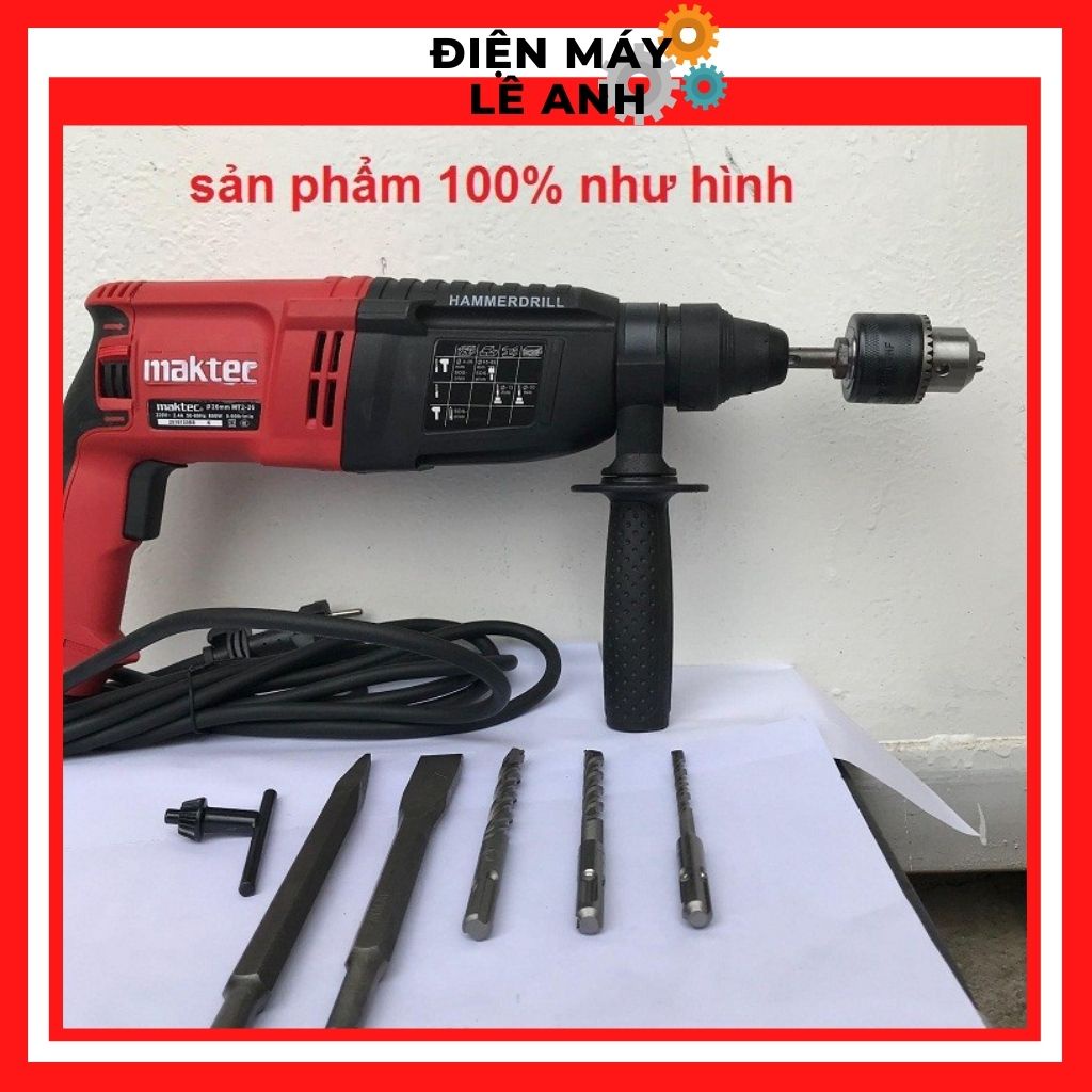 Máy khoan điện đục búa bê tông cầm tay 3 chức năng giá rẻ Maktec 2-26 100% dây đồng- Hàng thợ điện nước chuyên dùng