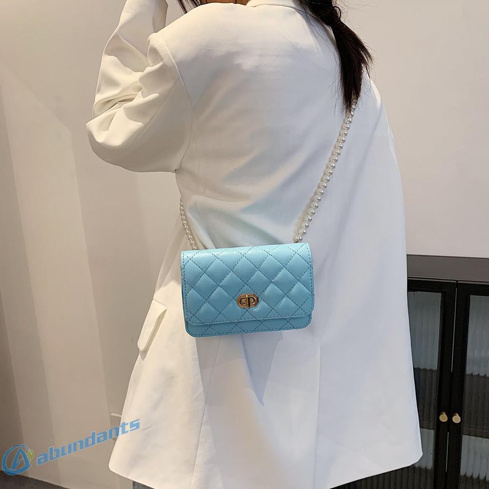 (Hàng Có Sẵn) Túi Xách Da Mini Dây Xích Mảnh Đính Hạt Ngọc Trai | BigBuy360 - bigbuy360.vn
