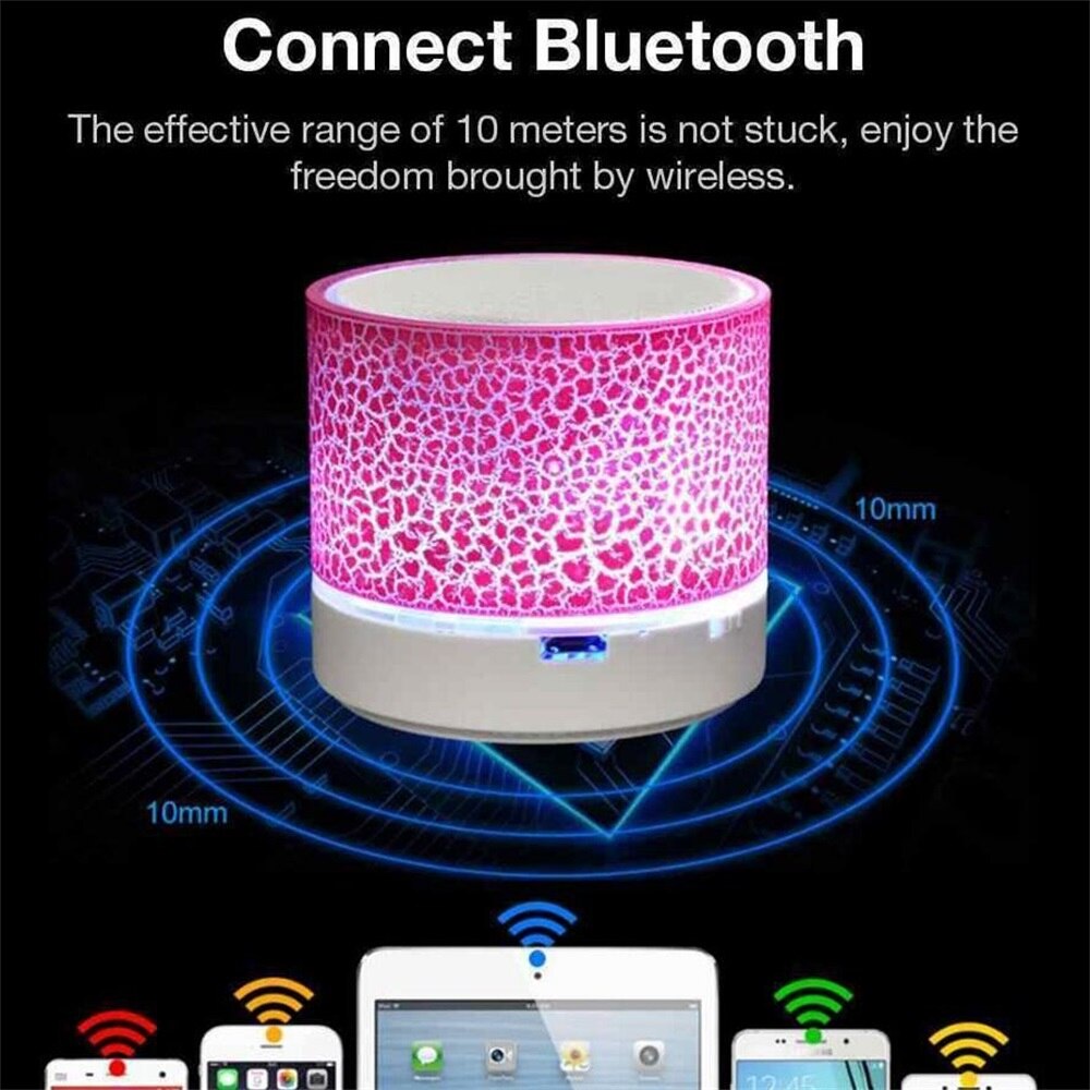 Loa MP3 không dây bluetooth VIRWIR mini âm thanh siêu trầm có đèn LED hỗ trợ thẻ TF cho điện thoại