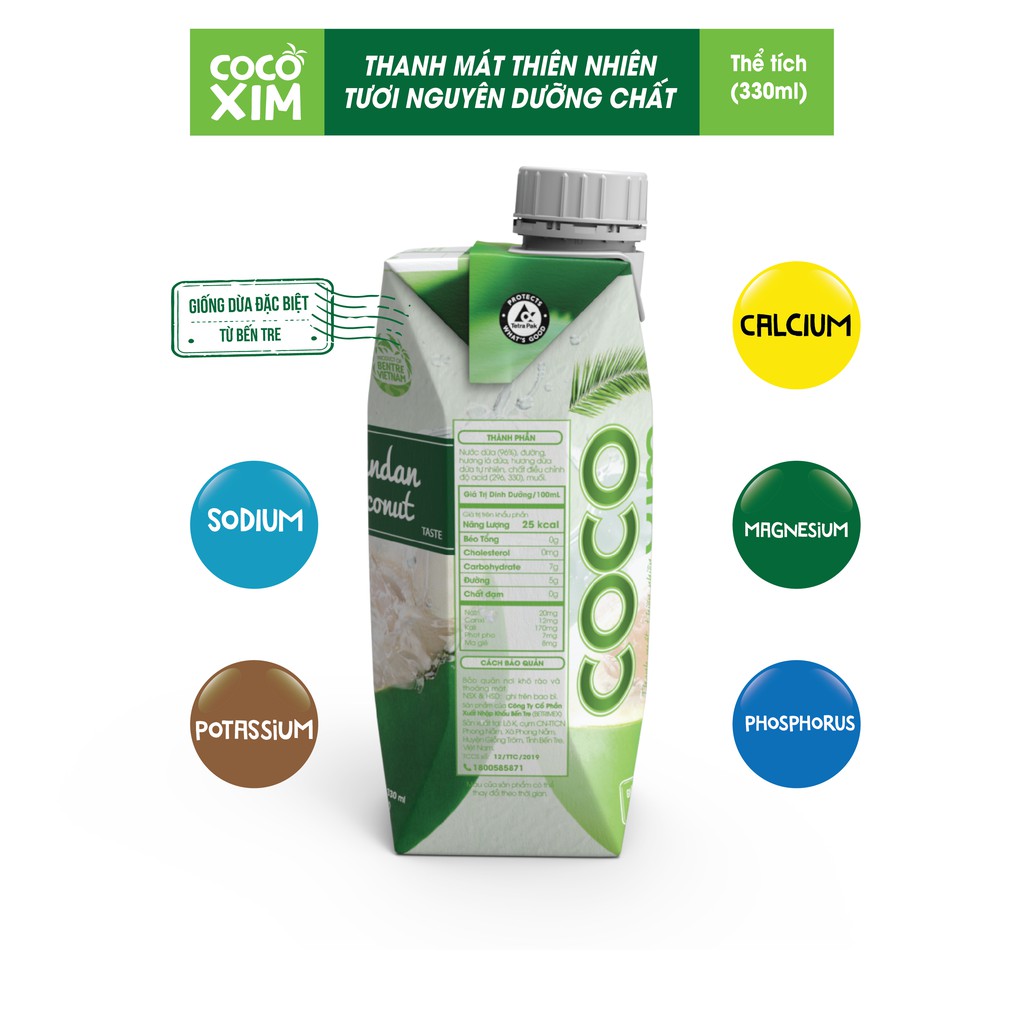 01 Thùng/ 24 Hộp Nước dừa tươi đóng hộp từ 100% dừa dứa non nguyên chất COCOXIM 330ml - YOOSOO MALL