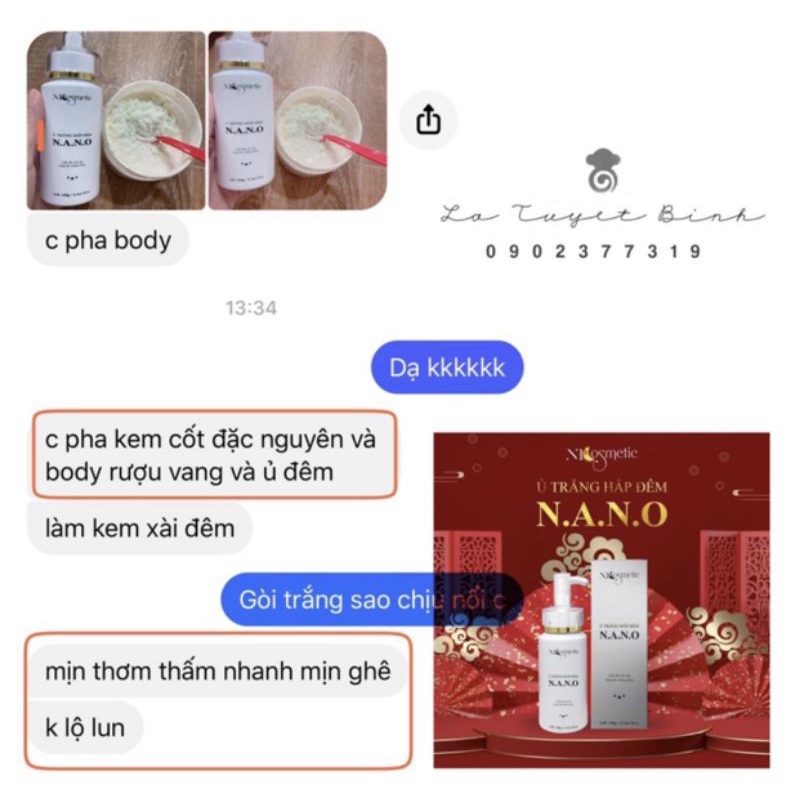 Ủ TRẮNG HẤP ĐÊM NANO| Nâng tone da, cấp ẩm