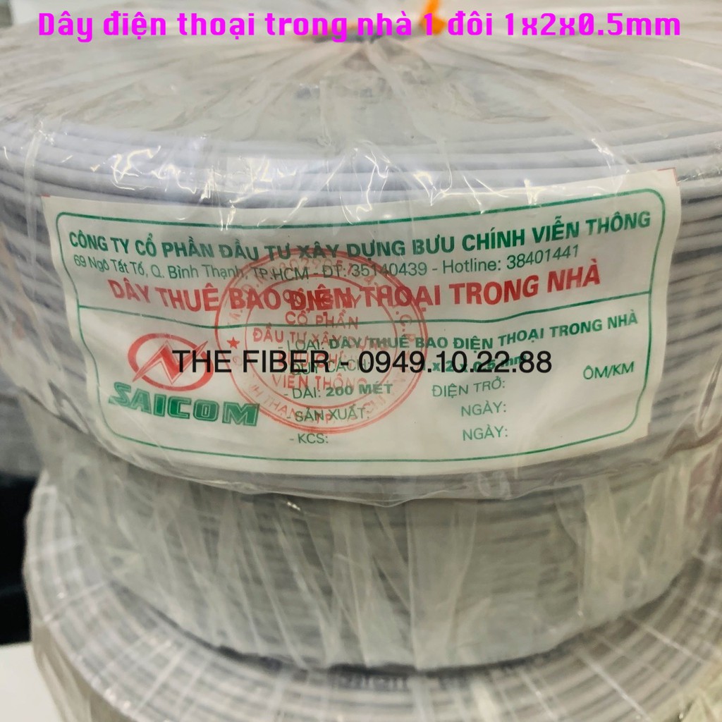 Dây điện thoại 1 đôi trong nhà, dạng dẹt, lõi đồng 1x2x0.4mm (Cuộn 100M)