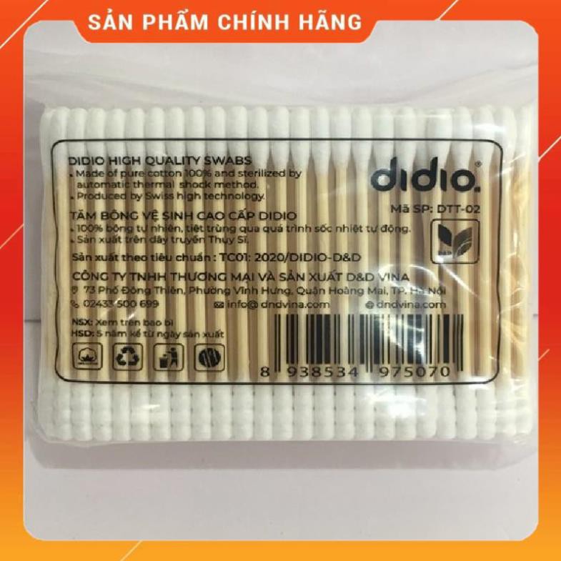 CHÍNH HÃNG -  Bông ngoáy tai Didio túi 100 cái thân trúc,tăm bông vệ snh Didio cao cấp