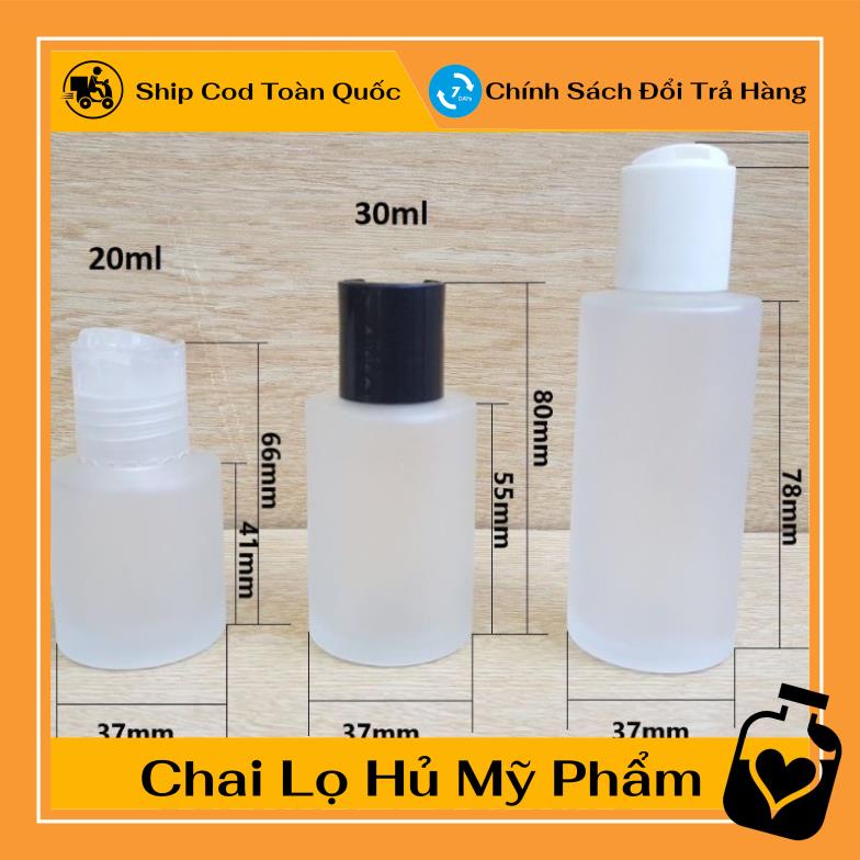 Chai Chiết Mĩ Phẩm ❤ Chai Thủy tinh mờ Nút nhấn 20ml,30ml,50ml chiết mỹ phẩm , , phụ kiện du lịch