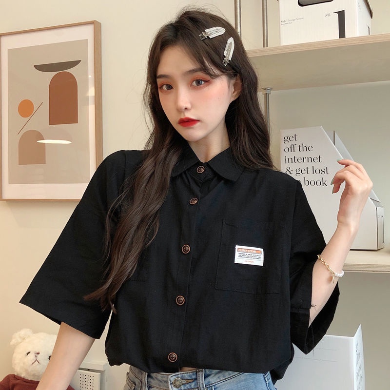 Áo Sơ Mi Trắng Tay Ngắn Dáng Rộng Phong Cách Hàn Quốc Thời Trang Mùa Hè Mới Cho Nữ