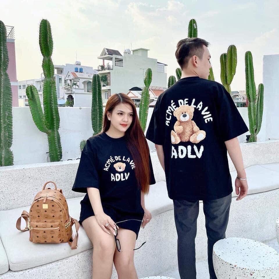 Áo thun tay lỡ ADLV TEDDY mặc đôi siêu đẹp, Áo Phông Unisex Nam Nữ