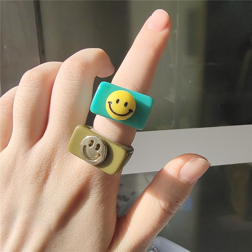 Nhẫn Nhựa Hình Mặt Cười Thời Trang Mùa Hè Hàn Quốc Cho Nữ