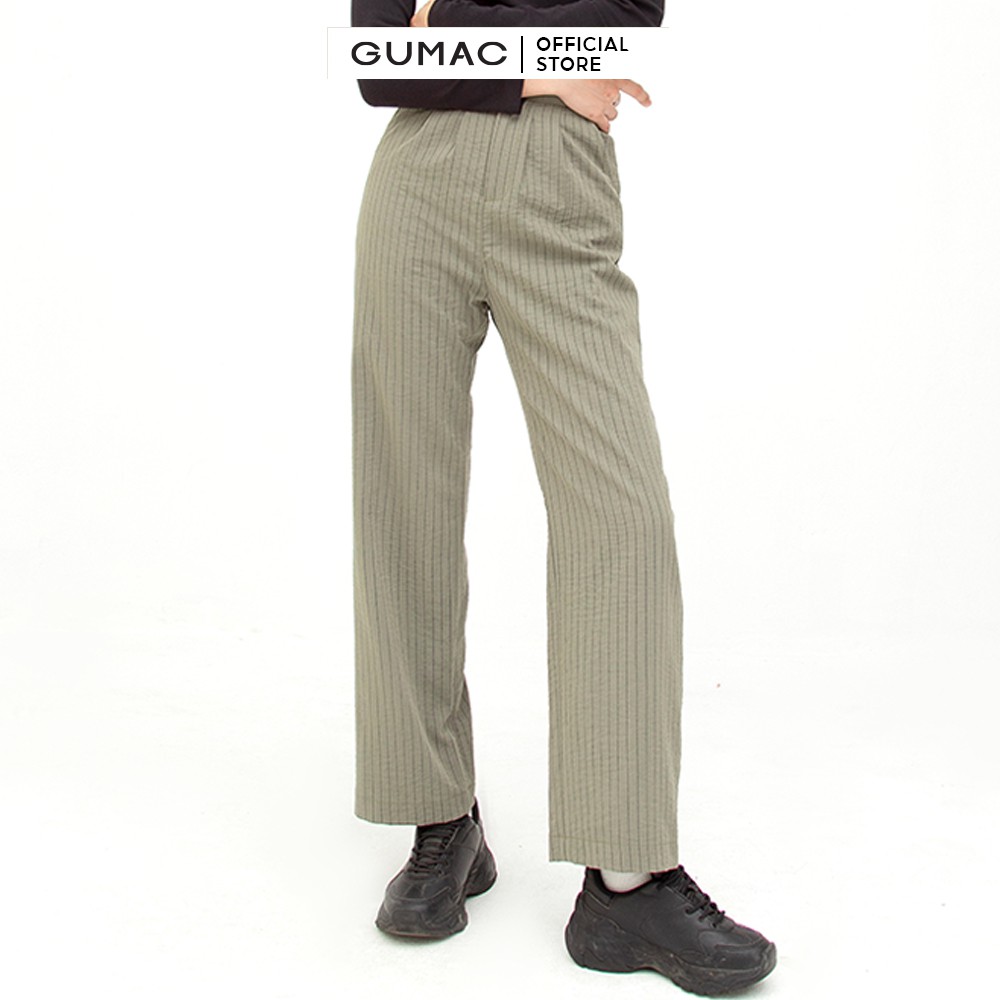 [Mã WABRGU72 giảm 10% tối đa 50k đơn 250k] Quần tây nữ ống rộng xếp ly GUMAC kẻ sọc nhiều màu QB588 | BigBuy360 - bigbuy360.vn