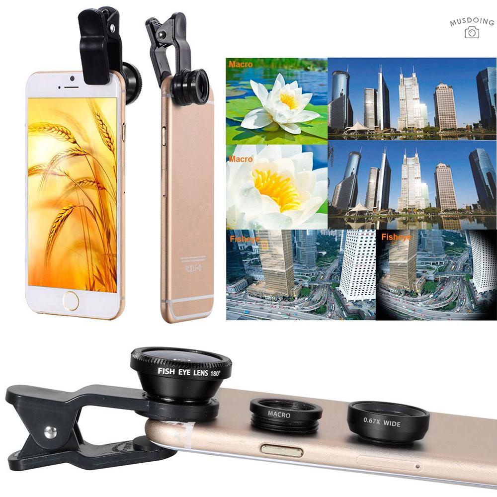 ღ 10PCS 12X Telephoto Universal Mobile Phone Lens Kits Wide Angle + Fish Eye + Macro Lens + Selfie Stick + Tripod for iOS phone /Samsung /Huawei /iOS Pad