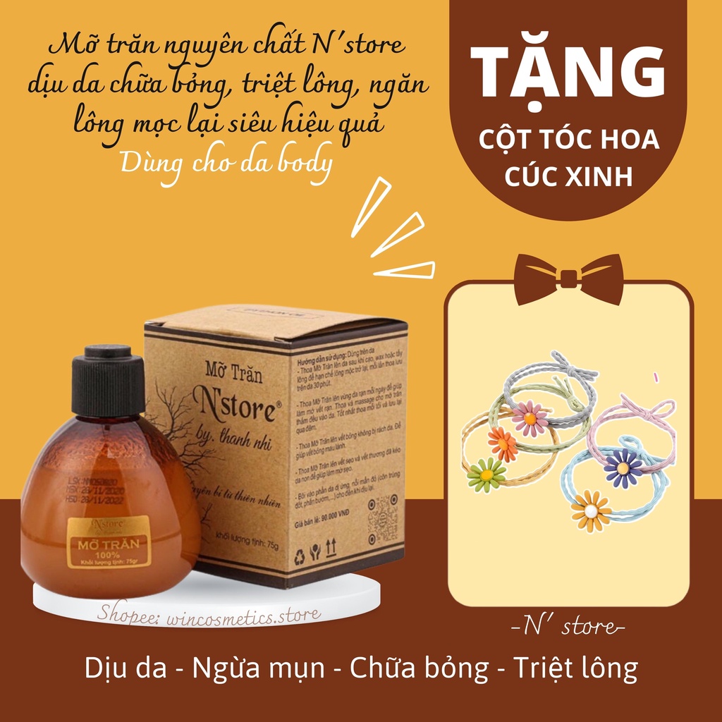 Mỡ trăn nguyên chất N'store triệt sạch lông, làm mờ rạn da, dịu vết bỏng lành tính tại nhà 75g chính hãng